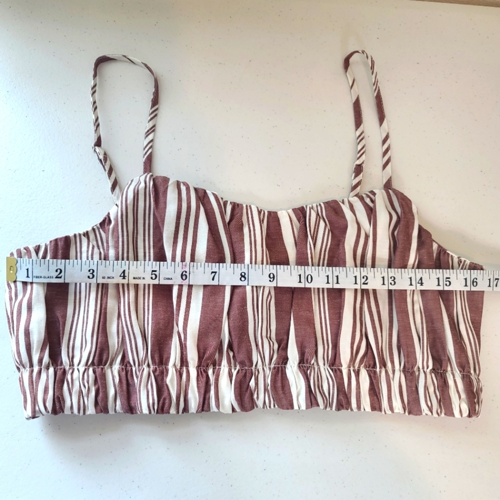 H&M x LemLem Striped Crop Linen Beachy Coastal Crop Top - Picture 8 of 9